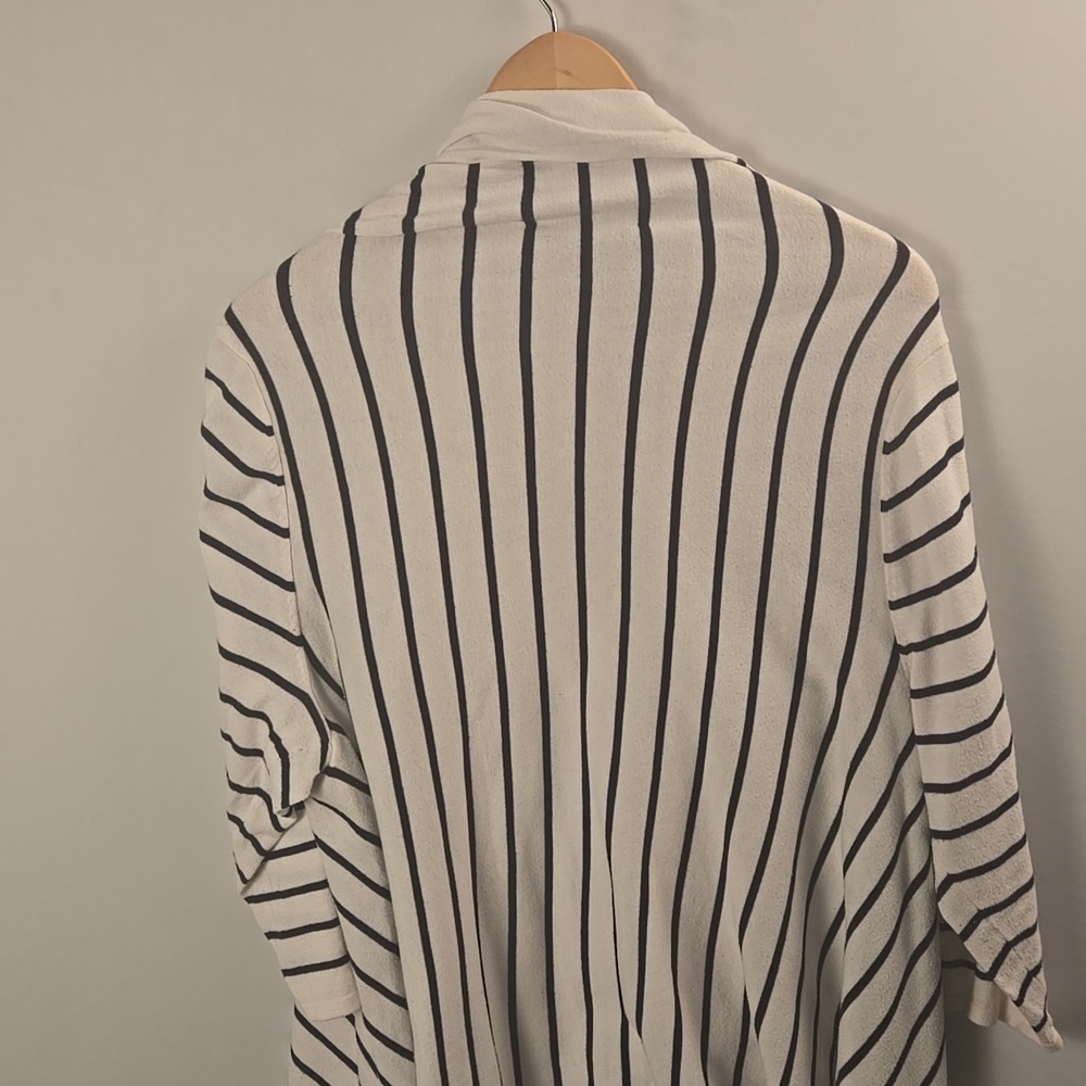 Ralph Lauren Striped Black and White Open Face Cardigan One Size Cotton Preppy - Picture 6 of 9